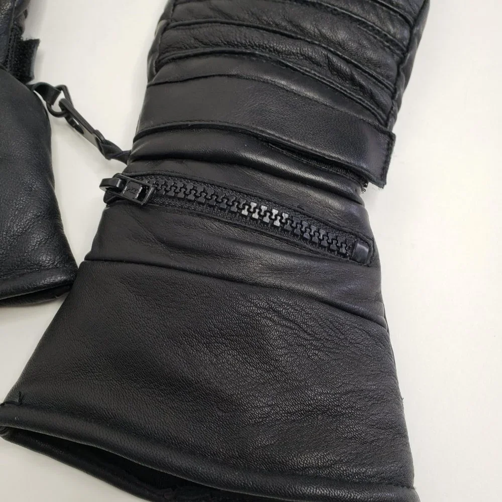 3M Thinsulate Black Leather Zippered Wrist‎ Gloves XS